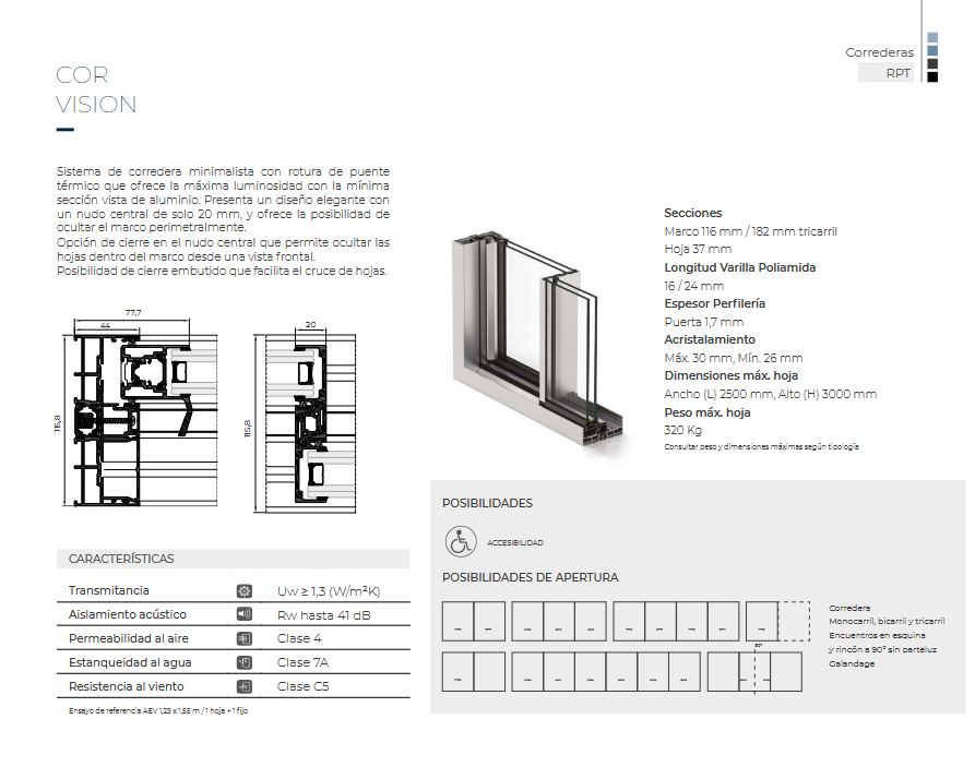 Ficha Técnica COR Vision Ventanas Aluminio VP Haus